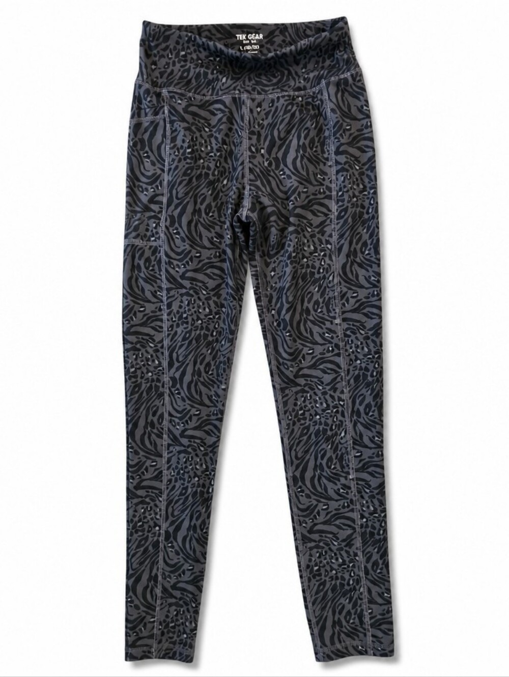 3/$30 Tek Gear Girls' Gray Animal Print Performance Leggings Large 10/12